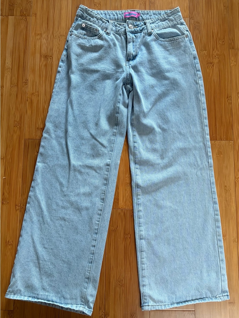 Edikted Light Wash Wide Leg Low Rise Jeans